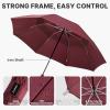 imageG4Free 54 Inch Inverted Windproof Umbrella with Wooden Handle Large Double Canopy Auto Open amp Close Golf Umbrella Portable amp Durable Rain Umbrella Fits Car amp BackpackWine Red