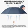 imageG4Free 54 Inch Inverted Windproof Umbrella with Wooden Handle Large Double Canopy Auto Open amp Close Golf Umbrella Portable amp Durable Rain Umbrella Fits Car amp BackpackNavy Blue