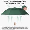 imageG4Free 54 Inch Inverted Windproof Umbrella with Wooden Handle Large Double Canopy Auto Open amp Close Golf Umbrella Portable amp Durable Rain Umbrella Fits Car amp BackpackDark Green