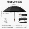 imageG4Free 54 Inch Inverted Windproof Umbrella with Wooden Handle Large Double Canopy Auto Open amp Close Golf Umbrella Portable amp Durable Rain Umbrella Fits Car amp BackpackBlack