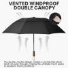 imageG4Free 54 Inch Inverted Windproof Umbrella with Wooden Handle Large Double Canopy Auto Open amp Close Golf Umbrella Portable amp Durable Rain Umbrella Fits Car amp BackpackBlack