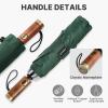 imageG4Free 54 Inch Inverted Windproof Umbrella with Wooden Handle Large Double Canopy Auto Open amp Close Golf Umbrella Portable amp Durable Rain Umbrella Fits Car amp BackpackDark Green