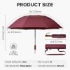 imageG4Free 54 Inch Inverted Windproof Umbrella with Wooden Handle Large Double Canopy Auto Open amp Close Golf Umbrella Portable amp Durable Rain Umbrella Fits Car amp BackpackWine Red