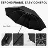 imageG4Free 54 Inch Inverted Windproof Umbrella with Wooden Handle Large Double Canopy Auto Open amp Close Golf Umbrella Portable amp Durable Rain Umbrella Fits Car amp BackpackBlack