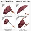 imageG4Free 54 Inch Inverted Windproof Umbrella with Wooden Handle Large Double Canopy Auto Open amp Close Golf Umbrella Portable amp Durable Rain Umbrella Fits Car amp BackpackWine Red