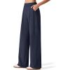 imageG4Free ShiftReady Womens Wide Leg Dress Yoga Pants with Pockets Dressy Casual Slacks High Waist Work TrousersDark Navy