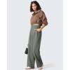 imageG4Free ShiftReady Womens Wide Leg Dress Yoga Pants with Pockets Dressy Casual Slacks High Waist Work TrousersGray Sage