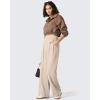 imageG4Free ShiftReady Womens Wide Leg Dress Yoga Pants with Pockets Dressy Casual Slacks High Waist Work TrousersLight Khaki