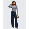 imageG4Free Womens EverGoing Wide Leg Pants Casual High Waisted Yoga Pants with 4 Pockets StretchDark Navy
