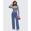 imageG4Free Womens EverGoing Wide Leg Pants Casual High Waisted Yoga Pants with 4 Pockets StretchDenim Blue