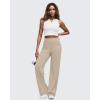imageG4Free Womens EverGoing Wide Leg Pants Casual High Waisted Yoga Pants with 4 Pockets StretchLight Khaki