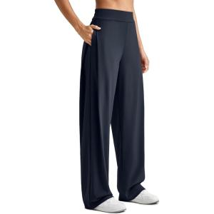 imageG4Free ShiftReady Wide Leg Work Pants for Women High Waist Yoga Dress Pants with Pockets Dressy Casual TrousersDark Navy