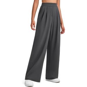 imageG4Free ShiftReady Womens Wide Leg Dress Yoga Pants with Pockets Dressy Casual Slacks High Waist Work TrousersDark Gray