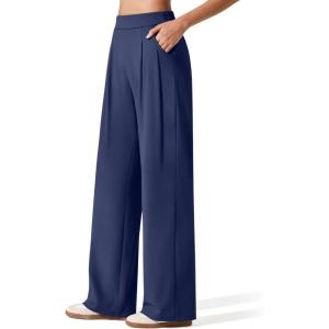 imageG4Free ShiftReady Womens Wide Leg Dress Yoga Pants with Pockets Dressy Casual Slacks High Waist Work TrousersRoyal Blue
