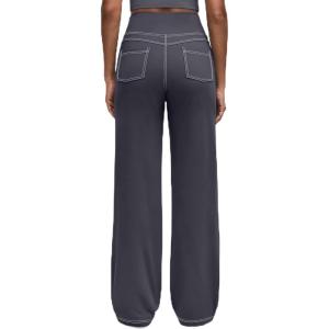 imageG4Free Womens EverGoing Wide Leg Pants Casual High Waisted Yoga Pants with 4 Pockets StretchDark Gray