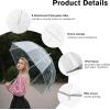 imageG4Free 52 inch Clear Bubble Umbrella Large Canopy Transparent Dome Coverage Stick Umbrella J Hook Handle European Style for WeddingsPromGraduation and Outdoor EventsClearReflective Trim