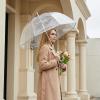 imageG4Free 52 inch Clear Bubble Umbrella Large Canopy Transparent Dome Coverage Stick Umbrella J Hook Handle European Style for WeddingsPromGraduation and Outdoor Events2 PackReflective Trim