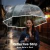 imageG4Free 52 inch Clear Bubble Umbrella Large Canopy Transparent Dome Coverage Stick Umbrella J Hook Handle European Style for WeddingsPromGraduation and Outdoor EventsClearReflective Trim