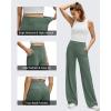 imageG4Free BareFeel High Stretch Wide Leg Pants for Women Soft Comfy Casual Yoga Pants with Pockets PetiteRegularTallGray Sage