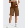 imageG4Free BareFeel Maternity Bermuda Shorts Over The Belly Loose Wide Leg Pregnancy Workout Shorts Casual WorkDark Coffee