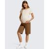 imageG4Free BareFeel Maternity Bermuda Shorts Over The Belly Loose Wide Leg Pregnancy Workout Shorts Casual WorkDark Coffee
