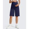 imageG4Free BareFeel Maternity Bermuda Shorts Over The Belly Loose Wide Leg Pregnancy Workout Shorts Casual WorkRoyal Blue