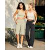 imageG4Free Capri Pants for Women 14 Knee Length Wide Leg Yoga Capris Dressy Casual Summer Crop Pants with PocketsApricot