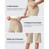 imageG4Free Capri Pants for Women 14 Knee Length Wide Leg Yoga Capris Dressy Casual Summer Crop Pants with PocketsLight Khaki