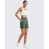 imageG4Free EverGoing Womens Athletic Shorts High Waisted 5 Running Yoga Summer Casual Shorts with PocketsDark Forest Green