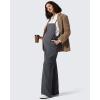 imageG4Free Maternity Jumpsuits Adjustable Strap Overalls Pregnancy Wide Leg Rompers with PocketsDark Gray