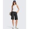 imageG4Free Ribbed Womens 11 Bermuda Shorts with Pockets High Waisted Knee Length Long Shorts Casual WorkoutBlack