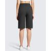 imageG4Free Ribbed Womens 11 Bermuda Shorts with Pockets High Waisted Knee Length Long Shorts Casual WorkoutBlack