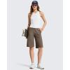 imageG4Free Ribbed Womens 11 Bermuda Shorts with Pockets High Waisted Knee Length Long Shorts Casual WorkoutDark Brown