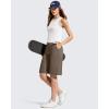 imageG4Free Ribbed Womens 11 Bermuda Shorts with Pockets High Waisted Knee Length Long Shorts Casual WorkoutDark Brown