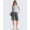 imageG4Free Ribbed Womens 11 Bermuda Shorts with Pockets High Waisted Knee Length Long Shorts Casual WorkoutDark Gray