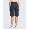 imageG4Free Ribbed Womens 11 Bermuda Shorts with Pockets High Waisted Knee Length Long Shorts Casual WorkoutDark Navy