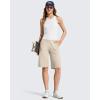 imageG4Free Ribbed Womens 11 Bermuda Shorts with Pockets High Waisted Knee Length Long Shorts Casual WorkoutLight Khaki