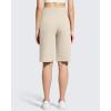 imageG4Free Ribbed Womens 11 Bermuda Shorts with Pockets High Waisted Knee Length Long Shorts Casual WorkoutLight Khaki