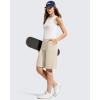 imageG4Free Ribbed Womens 11 Bermuda Shorts with Pockets High Waisted Knee Length Long Shorts Casual WorkoutLight Khaki