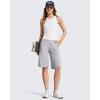 imageG4Free Ribbed Womens 11 Bermuda Shorts with Pockets High Waisted Knee Length Long Shorts Casual WorkoutSilver Gray