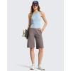 imageG4Free Ribbed Womens 11 Bermuda Shorts with Pockets High Waisted Knee Length Long Shorts Casual WorkoutTaupe
