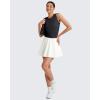 imageG4Free Skimetic Workout Tank Tops for Women Side Ruched Sleeveless High Neck Crop Top Summer Athletic Gym ShirtsBlack