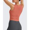 imageG4Free Skimetic Workout Tank Tops for Women Side Ruched Sleeveless High Neck Crop Top Summer Athletic Gym ShirtsBurnt Orange