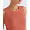 imageG4Free Skimetic Workout Tank Tops for Women Side Ruched Sleeveless High Neck Crop Top Summer Athletic Gym ShirtsBurnt Orange