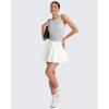 imageG4Free Skimetic Workout Tank Tops for Women Side Ruched Sleeveless High Neck Crop Top Summer Athletic Gym ShirtsGray