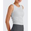 imageG4Free Skimetic Workout Tank Tops for Women Side Ruched Sleeveless High Neck Crop Top Summer Athletic Gym ShirtsGray