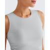 imageG4Free Skimetic Workout Tank Tops for Women Side Ruched Sleeveless High Neck Crop Top Summer Athletic Gym ShirtsGray