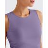 imageG4Free Skimetic Workout Tank Tops for Women Side Ruched Sleeveless High Neck Crop Top Summer Athletic Gym ShirtsGray Purple