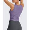 imageG4Free Skimetic Workout Tank Tops for Women Side Ruched Sleeveless High Neck Crop Top Summer Athletic Gym ShirtsGray Purple