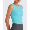 imageG4Free Skimetic Workout Tank Tops for Women Side Ruched Sleeveless High Neck Crop Top Summer Athletic Gym ShirtsLake Blue
